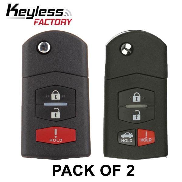 2 x 2006-2015 Mazda 3- & 4-Button Flip Keys / PN: CC43-67-5RYC / BGBX1T478SKE125-01 (Pack of 2)