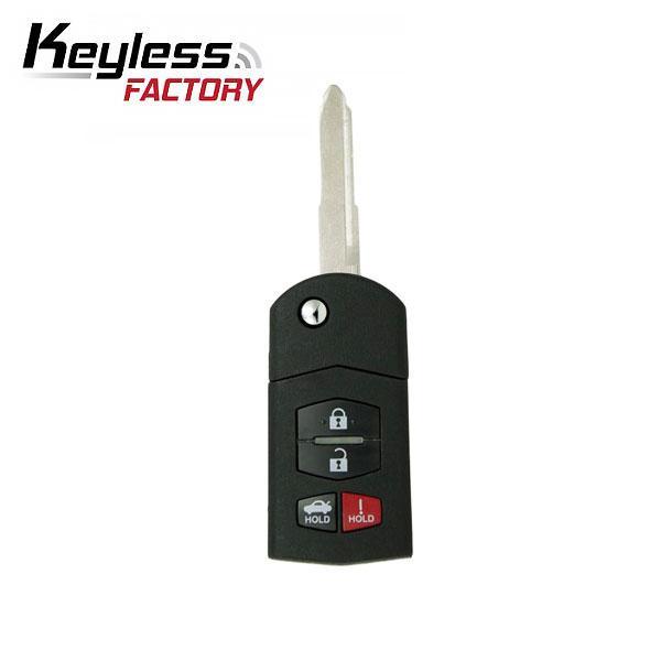 2006-2015 Mazda / 4-Button Flip Key / PN: BBM4-67-5RY / BGBX1T478SKE125-01 (AFTERMARKET)