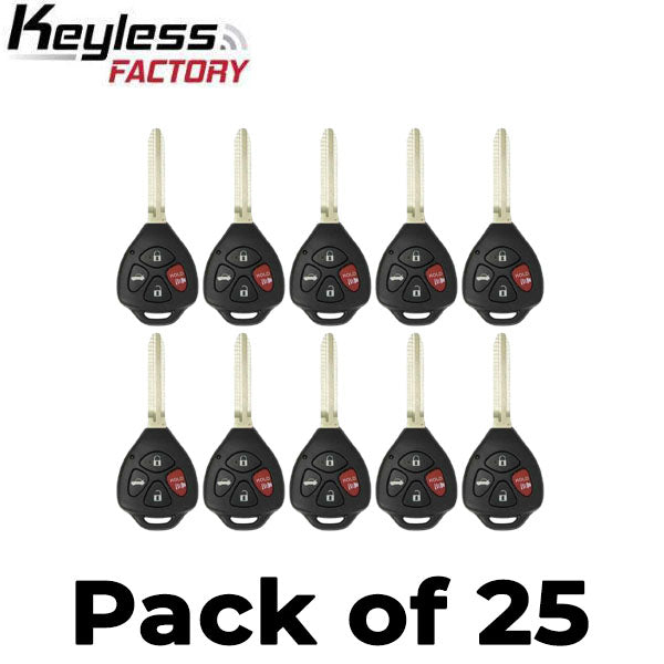 25 x 2007-2010 Toyota Camry Corolla / 4-Button Remote Head Key / PN: 89070-06231 / HYQ12BBY (4D67 Chip) (AFTERMARKET) (B
