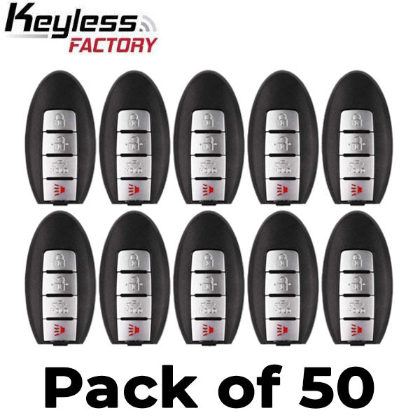 50 x 2013-2019 Nissan Sentra / Versa / Leaf / 4-Button Smart Key / PN: 285E3-3SG0D / CWTWB1U840 (AFTERMARKET) (Bundle of