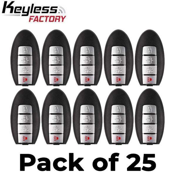 25 x 2013-2019 Nissan Sentra / Versa / Leaf / 4-Button Smart Key / PN: 285E3-3SG0D / CWTWB1U840 (AFTERMARKET) (Bundle of