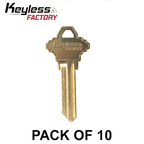 SC4 / 1145A Brass Finish Schlage Key Blanks (10 PACK) (AFTERMARKET)