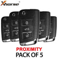 5 x MQB Style 3-Button Universal Flip Key w/ Proximity Function for VVDI Key Tool (Xhorse) (BUNDLE of 5)