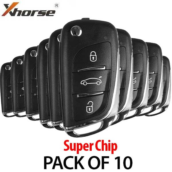 10 x VVDI Super Remote / 3-Button Universal Remote Flip Key w/ Super Chip (Xhorse) (Pack of 10)