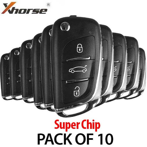 10 x VVDI Super Remote / 3-Button Universal Remote Flip Key w/ Super Chip (Xhorse) (Pack of 10)