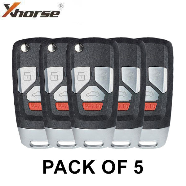 5 x Audi Style / 4-Button Universal Remote Flip Key for VVDI Key Tool (Wireless) (Pack of 5)