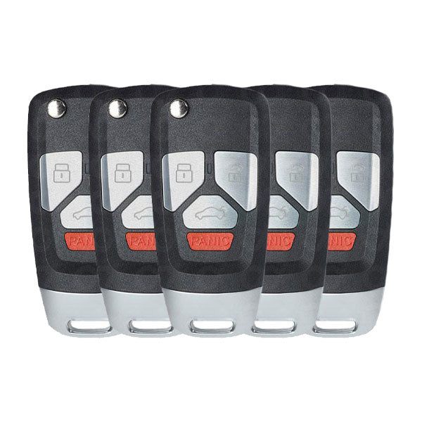 5 x Audi Style / 4-Button Universal Remote Flip Key for VVDI Key Tool (Wired) (Pack of 5)