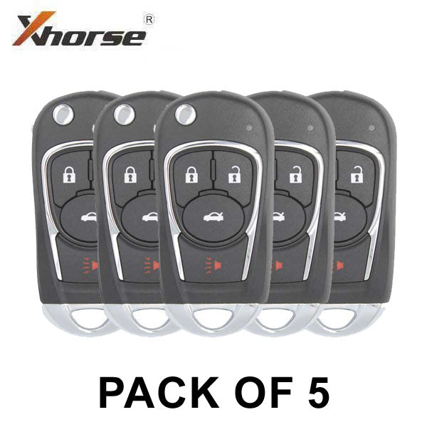 5 x Xhorse - Buick Style / 4-Button Universal Remote Flip Key for VVDI Key Tools (Wired) (Pack of 5)