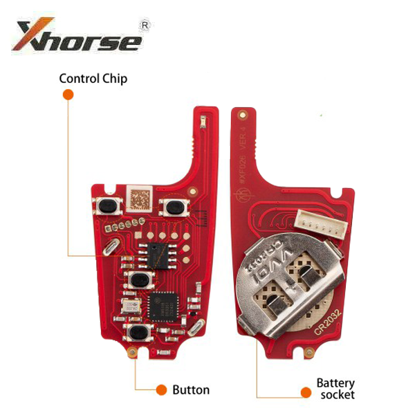 Xhorse - XKBU21EN - 2nd Generation Wired Remote Key (Foldable 4 Buttons) Buick Flip / 4-Buttons w/ XM5118  Chip (Replace