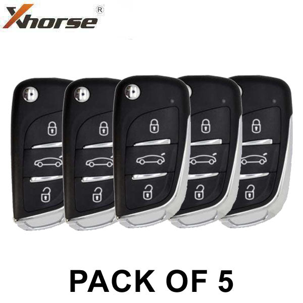 5 x Generic Style / 3-Button Universal Remote Flip Key for VVDI Key Tool (Wired) (Pack of 5)