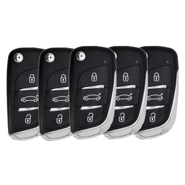 5 x Generic Style / 3-Button Universal Remote Flip Key for VVDI Key Tool (Wired) (Pack of 5)