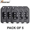 5 x Honda Style / 3-Button Universal Remote Flip Key for VVDI Key Tool (Wired) (Pack of 5)