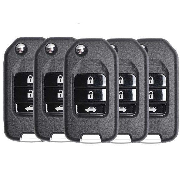 5 x Honda Style / 3-Button Universal Remote Flip Key for VVDI Key Tool (Wired) (Pack of 5)