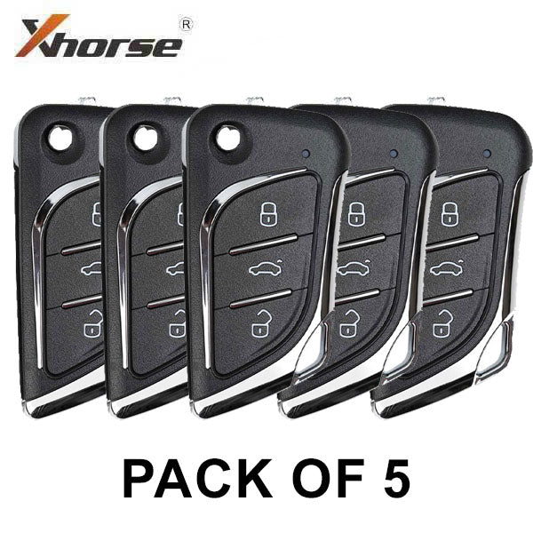 5 x Xhorse - Lexus Knife Style / 3-Button Universal Remote Flip Key for VVDI Key Tool (Wired) (Pack of 5)