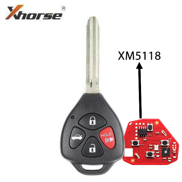 Xhorse - Toyota Style / 4-Button Universal Remote Head Key for VVDI Key Tools - XM5118 Chip - (Wireless) (Replacement Fo