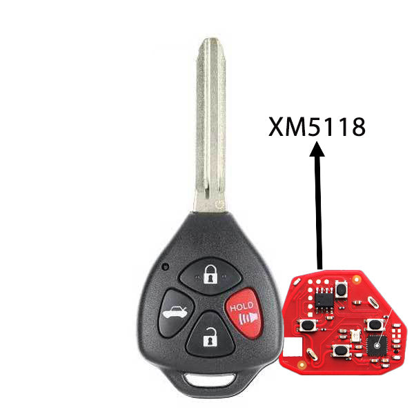 Xhorse - Toyota Style / 4-Button Universal Remote Head Key for VVDI Key Tools - XM5118 Chip - (Wireless) (Replacement Fo