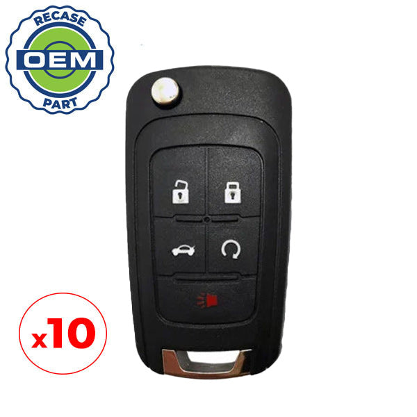10 x 2012-2024 Chevrolet Buick GMC / 5-Button Flip Key / PN: 13504199 / AVL-B01T2AC (OEM Recase)