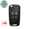 10 x 2012-2024 Chevrolet Buick GMC / 5-Button Flip Key / PN: 13504199 / AVL-B01T2AC (OEM Recase)