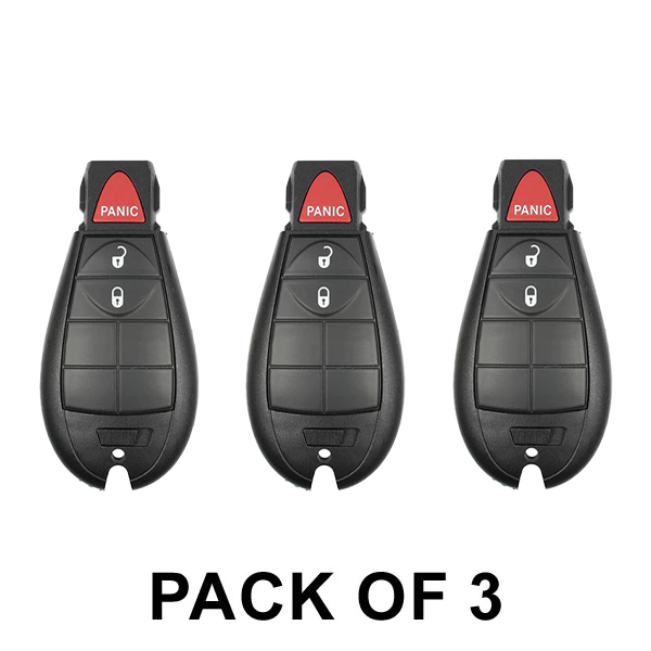 3 x 2008-2016 Jeep Chrysler / 3-Button Fobik Key / PN: 56046733AE / IYZ-C01C / Keyless Go Fobik (AFTERMARKET) (Pack of 3