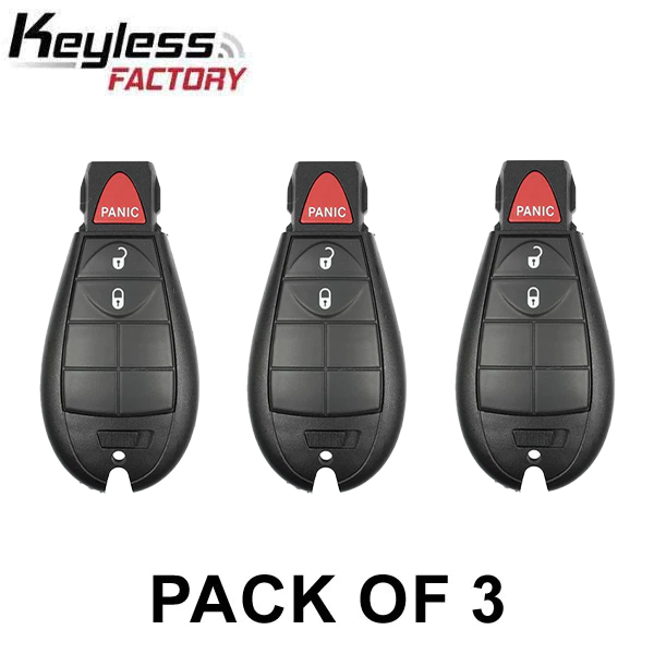 3 x 2008-2016 Jeep Chrysler / 3-Button Fobik Key / PN: 56046733AE / IYZ-C01C / Keyless Go Fobik (AFTERMARKET) (Pack of 3