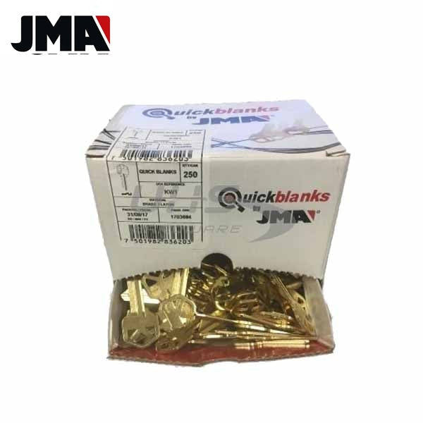 KW1 Keys - Brass Finish Kwikset Key Blanks (JMA) Pack of 250