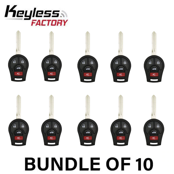 10 x 2003-2019 Nissan / 4-Button Remote Head Key / PN: H0561-3AA0B / CWTWB1U751 / (AFTERMARKET) (BUNDLE OF 10)