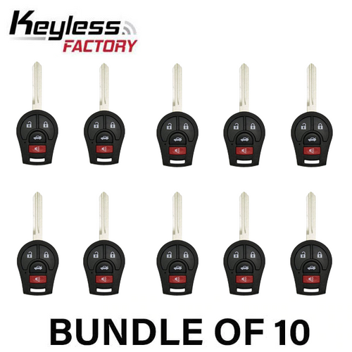 10 x 2003-2019 Nissan / 4-Button Remote Head Key / PN: H0561-3AA0B / CWTWB1U751 / (AFTERMARKET) (BUNDLE OF 10)