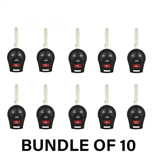 10 x 2003-2019 Nissan / 4-Button Remote Head Key / PN: H0561-3AA0B / CWTWB1U751 / (AFTERMARKET) (BUNDLE OF 10)