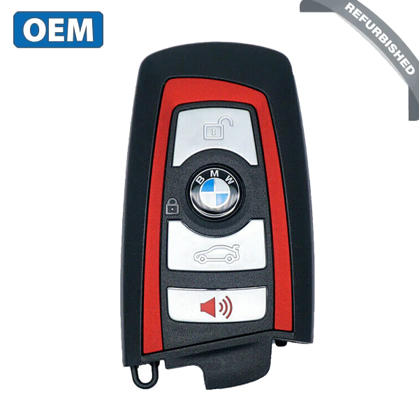 2013-2018 BMW 7 / 5 / 3 Series / 4-Button Smart Key / YGOHUF5767 / FEM / 433 Mhz - Red Trim (OEM Refurb)