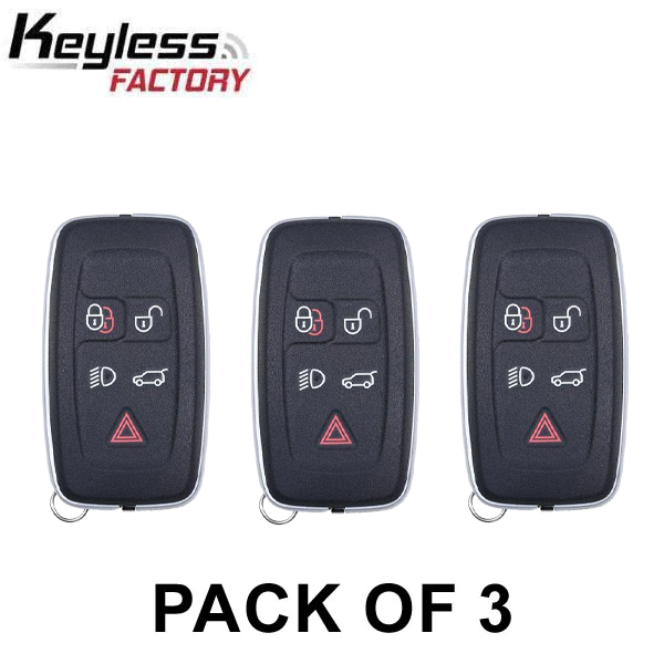 3 x 2012-2018 Land Rover Discovery LR2 LR4 / 5-Button Smart Key / PN: 5E0U40147 / KOBJTF10A (AFTERMARKET) (Pack of 3)