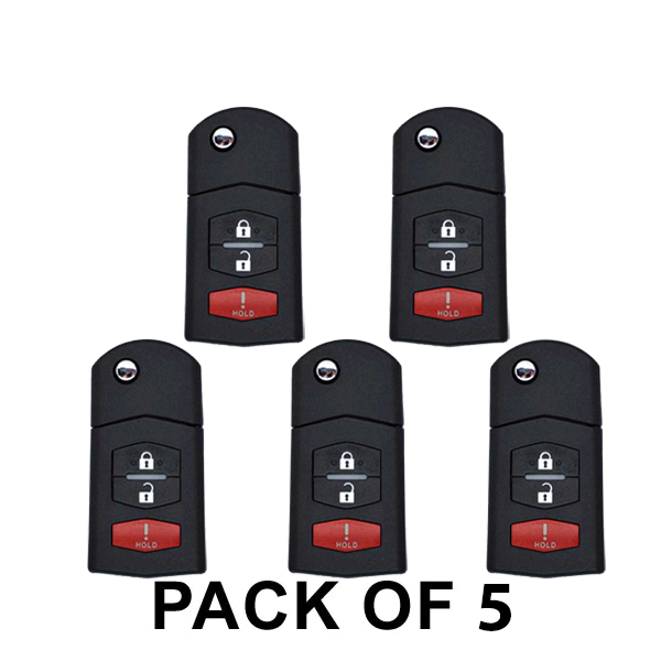 5 x 2004-2008 Mazda 6 / RX8 / 3-Button Flip Key / PN: GP7A-67-5RYB / KPU41788 (AFTERMARKET) (Pack of 5)