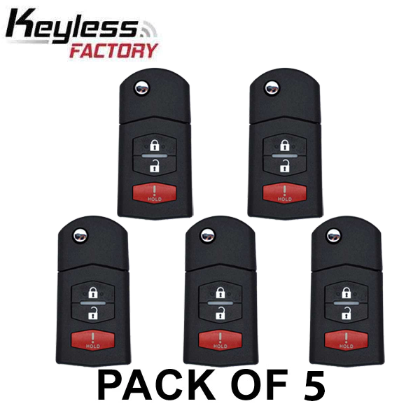 5 x 2004-2008 Mazda 6 / RX8 / 3-Button Flip Key / PN: GP7A-67-5RYB / KPU41788 (AFTERMARKET) (Pack of 5)