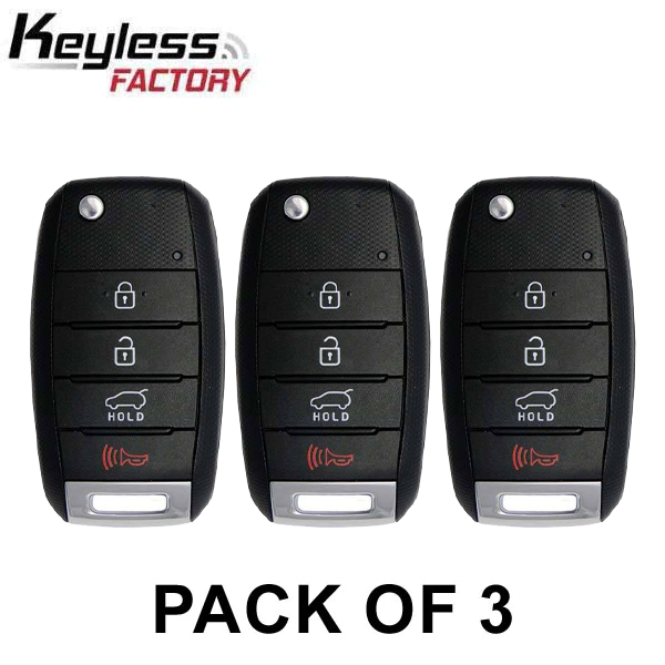 3 x 2014-2016 Kia Sportage / 4-Button Flip Key / PN: 95430-3W350 / NYODD4TX1306-TFL (SL13MY) (AFTERMARKET) (Pack of 3)